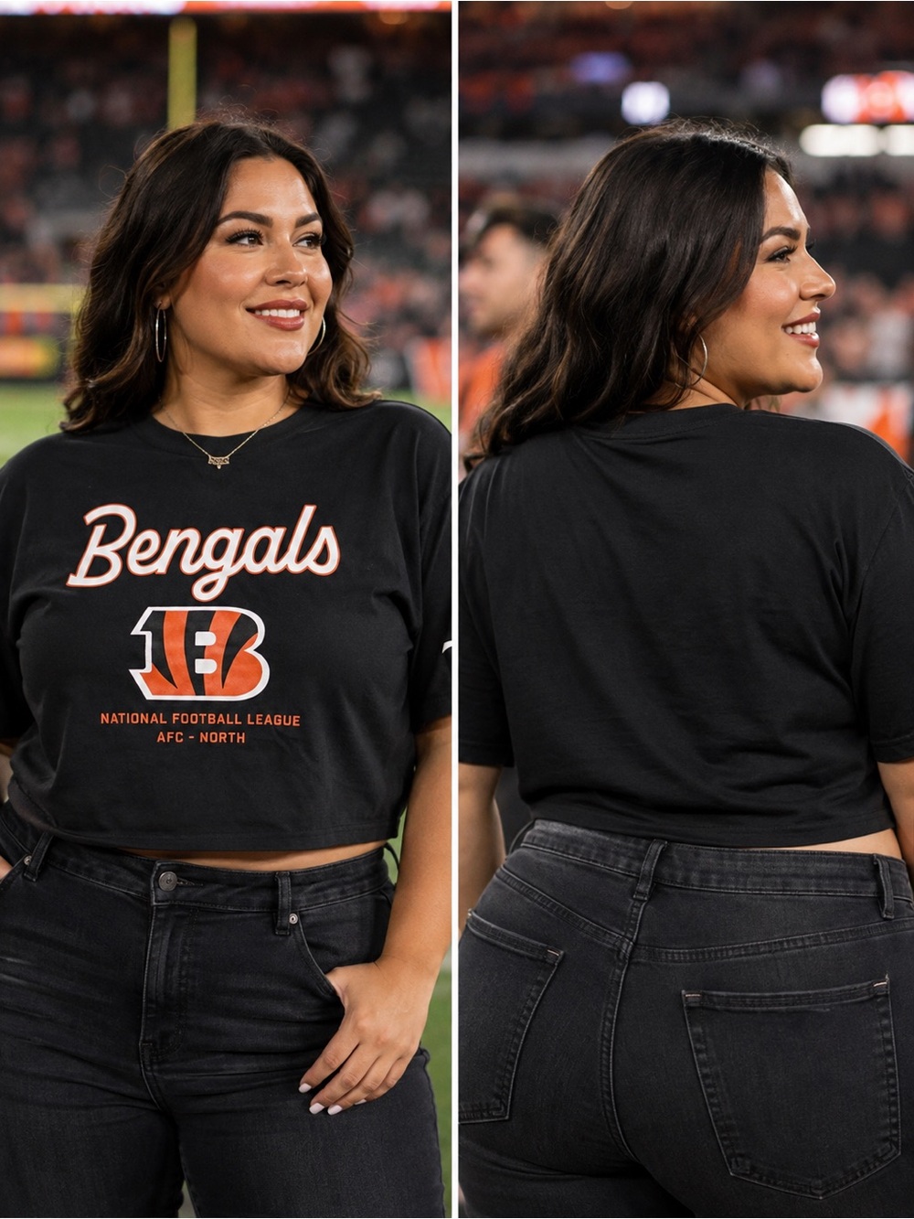 🆕 Nike Cincinnati Bengals Women’s XL Essential Script Boxy T-Shirt Black NWT